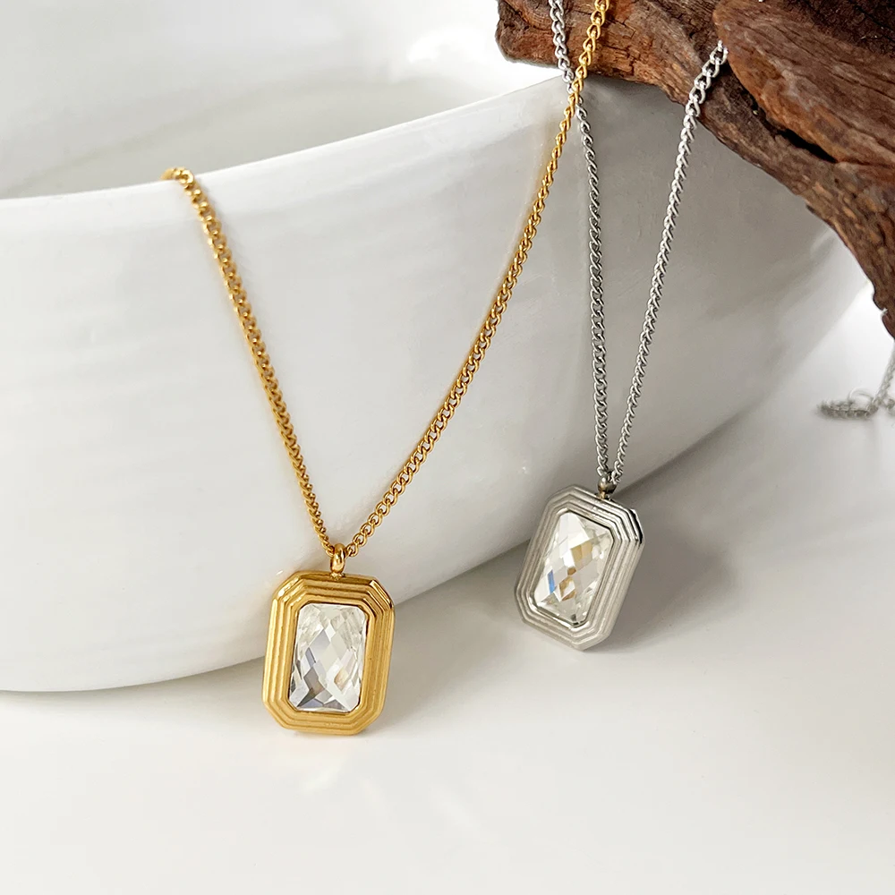 Monlansher Geometric Glass Crystal Pendant Necklace Gold Silver Color Stainless Steel Chain Necklaces Fashion Necklaces Jewelry
Monlansher Geometric Glass Crystal Pendant Necklace Gold Silver Color Stainless Steel Chain Necklaces Fashion Necklaces Jewelry
