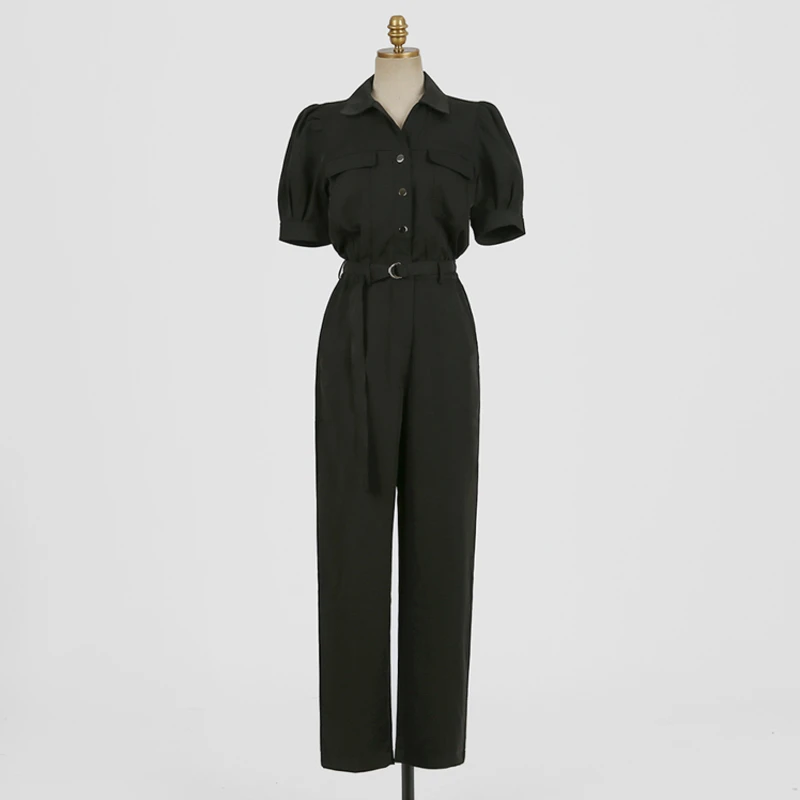Women's Jumpsuit Summer New Busniess Wear Short Sleeve Pockets Sashes Buttons Office Lady Black Jumpsuit
Women's Jumpsuit Summer New Busniess Wear Short Sleeve Pockets Sashes Buttons Office Lady Black Jumpsuit