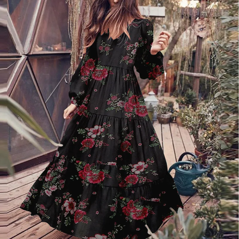 V-neck bubble sleeve swing Printed Dress for women
V-neck bubble sleeve swing Printed Dress for women