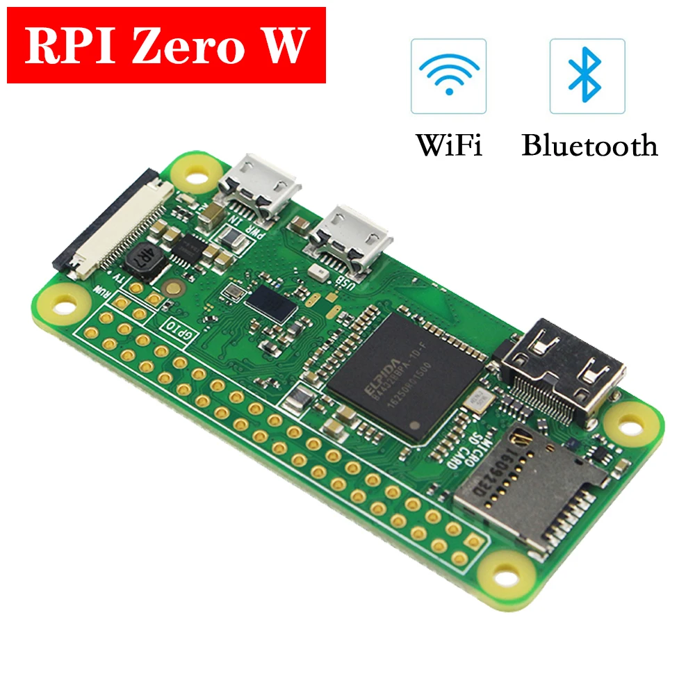Оригинальная Raspberry Pi Zero W Плата 1 ГГц ЦП 512 МБ ОЗУ с бортовым WiFi и Bluetooth RPI 0 Вт