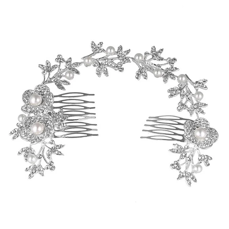Simulated Pearls Crown Hair Comb for Bride Wedding Rhinestone Flower Headband Bridal Pearl Hairpins Wedding Tiara Jewelry
Simulated Pearls Crown Hair Comb for Bride Wedding Rhinestone Flower Headband Bridal Pearl Hairpins Wedding Tiara Jewelry