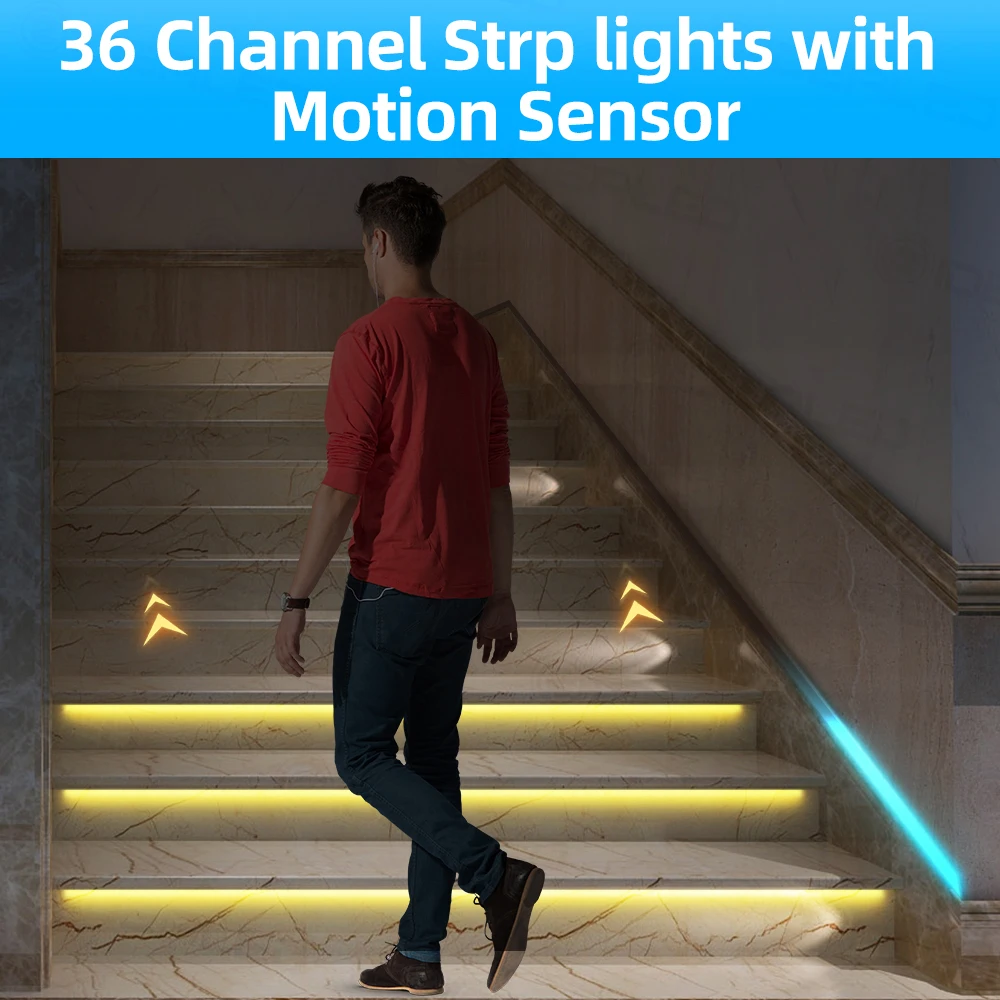 Stair Led Light Strip Motion Sensor Dimming Light Wireless Indoor Motion 12V Flexible LED Strip Step Staircase Lamp for Room
Stair Led Light Strip Motion Sensor Dimming Light Wireless Indoor Motion 12V Flexible LED Strip Step Staircase Lamp for Room