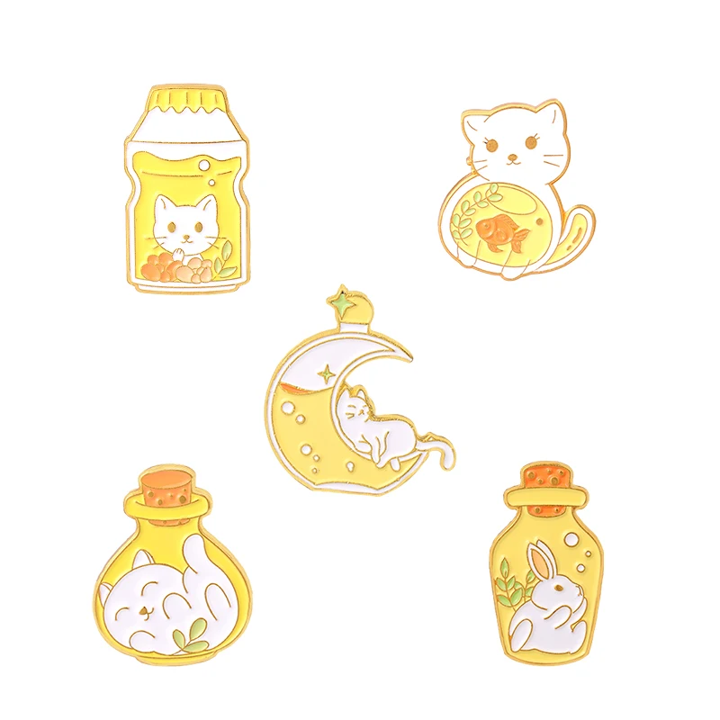 Animal Magic Bottle Enamel Pins Custom Cats Rabbit Brooches Lapel Badge Yellow White Cartoon Jewelry For Friends
Animal Magic Bottle Enamel Pins Custom Cats Rabbit Brooches Lapel Badge Yellow White Cartoon Jewelry For Friends