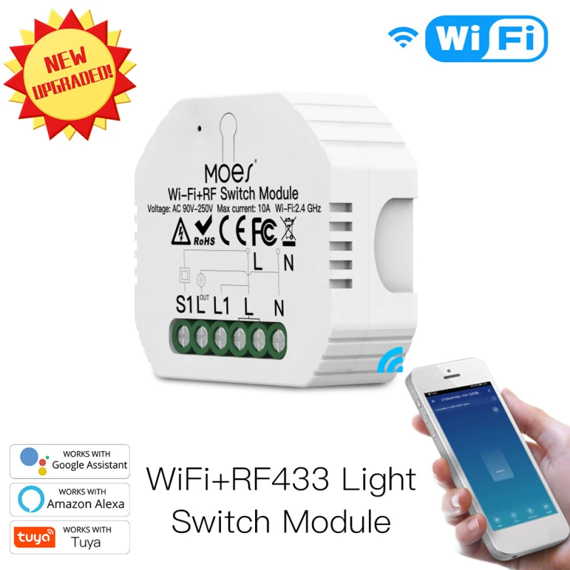 Mini 1 / 2 Way "сделай сам", Wi-Fi, RF433 Смарт релейный коммутационный модуль приложение Smart Life/приложение Tuya пульт дистанционного управления голосово...
Mini 1 / 2 Way "сделай сам", Wi-Fi, RF433 Смарт релейный коммутационный модуль приложение Smart Life/приложение Tuya пульт дистанционного управления голосово...