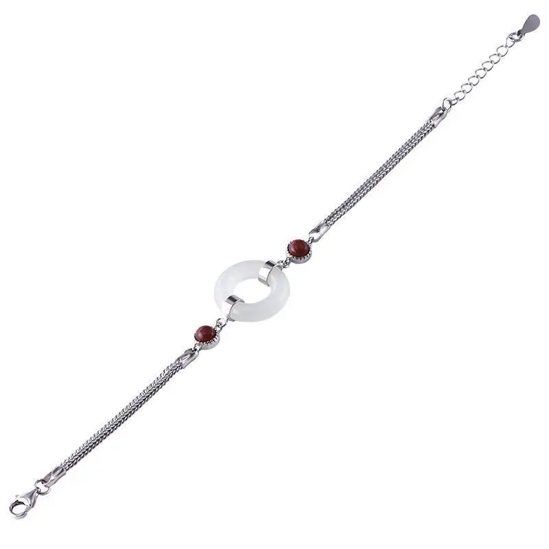Hetian Jade Silver Bracelet Women's Sterling Silver Fashion Ins Special-Interest Design High Sense Jewelry Girlfriends Girlfrien
Hetian Jade Silver Bracelet Women's Sterling Silver Fashion Ins Special-Interest Design High Sense Jewelry Girlfriends Girlfrien