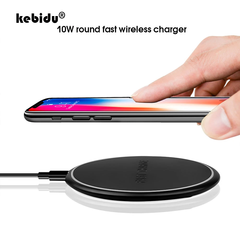 Kebidu Беспроводное зарядное устройство круглый зарядный коврик для iPhone X Xs Max XR 8 Plus