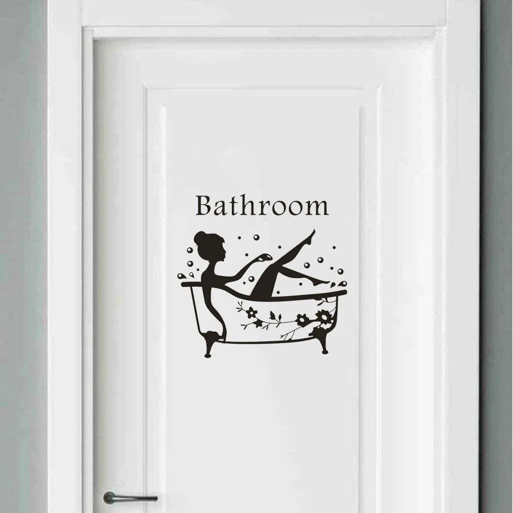 Наклейка на стену в стиле АР деко для ванной комнаты виниловая дверь креативное