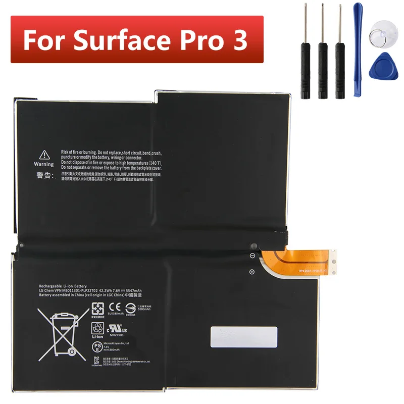 Original Replacement Tablet Battery MS011301 G3HTA005H G3HTA009H For Microsoft Surface Pro 3 Pro3 5547mAh with Tools
Original Replacement Tablet Battery MS011301 G3HTA005H G3HTA009H For Microsoft Surface Pro 3 Pro3 5547mAh with Tools