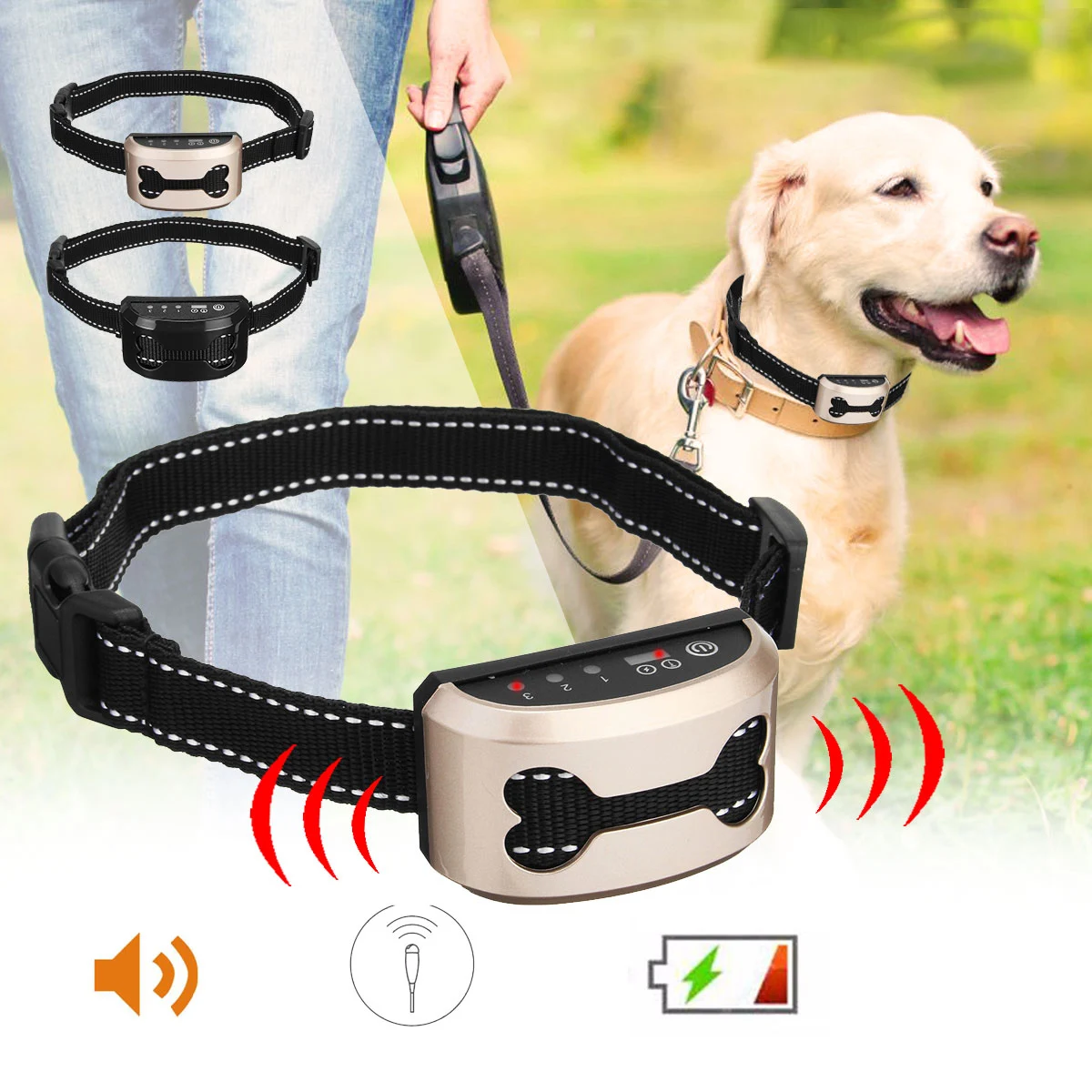 Pet Dog Rechargeable Anti Bark Collar Control Train Waterproof Stop Barking Dog Waterproof Ultrasonic Training Collars
Pet Dog Rechargeable Anti Bark Collar Control Train Waterproof Stop Barking Dog Waterproof Ultrasonic Training Collars