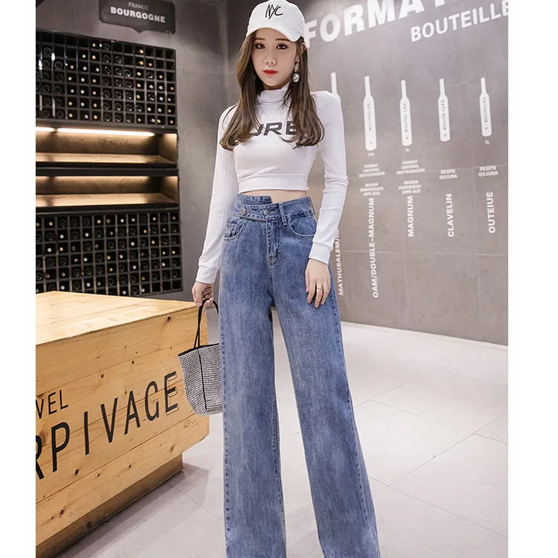 QRWR Women's Jeans 2020 Korean Spring Autumn High Waist Wide Leg Trousers Straight Blue Jeans Loose Straight Jeans for Women
QRWR Women's Jeans 2020 Korean Spring Autumn High Waist Wide Leg Trousers Straight Blue Jeans Loose Straight Jeans for Women