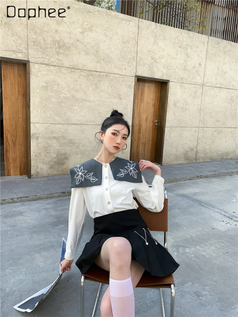 2021 Spring Cotton Sailor Collar French White Shirt Women's Niche Blouse New Chic Fashion Students Style Tops
2021 Spring Cotton Sailor Collar French White Shirt Women's Niche Blouse New Chic Fashion Students Style Tops