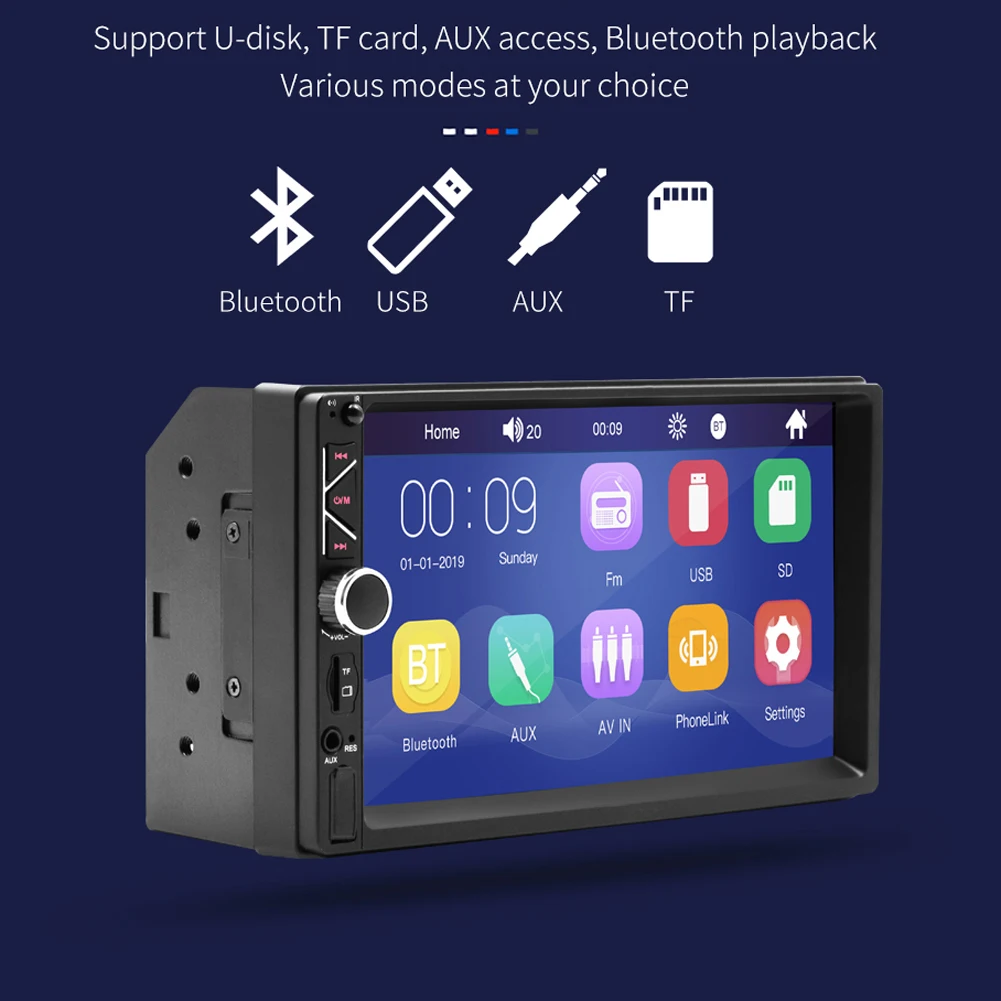 7 inch Touch screen Car MP5 Player Video Player Stereo Audio FM Radio Aux/USB/TF Input Car Multimedia Stereo Receiver
7 inch Touch screen Car MP5 Player Video Player Stereo Audio FM Radio Aux/USB/TF Input Car Multimedia Stereo Receiver