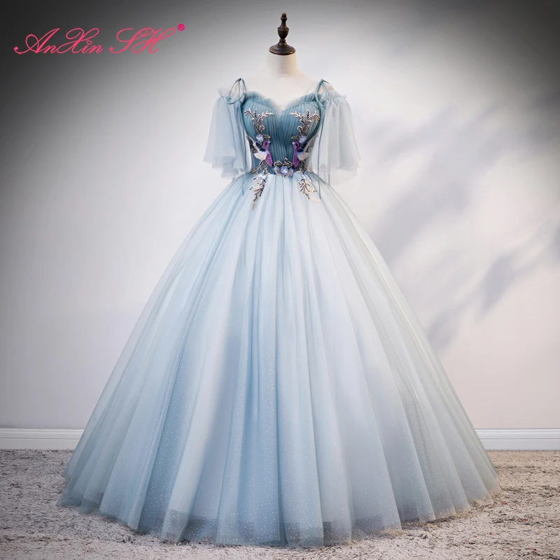 AnXin SH princess blue lace ruffles spaghetti strap little bow bride ball gown host party turkey stage lace up evening dress
AnXin SH princess blue lace ruffles spaghetti strap little bow bride ball gown host party turkey stage lace up evening dress