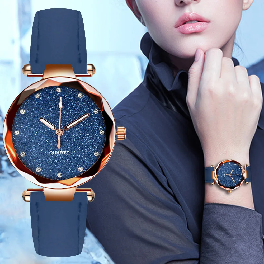 PopStarry Sky Round Dial Ladies Fashion Rhinestone Waterproof Quartz Watch Brand Leather Strap Luminous Hands Female Belt Watch
PopStarry Sky Round Dial Ladies Fashion Rhinestone Waterproof Quartz Watch Brand Leather Strap Luminous Hands Female Belt Watch