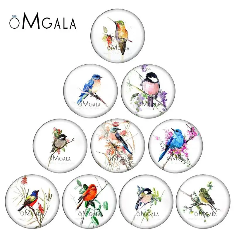 

Fashion Watercolor Flowers Birds Animals 10pcs 12mm/18mm/20mm/25mm Round photo glass cabochon demo flat back Making findings