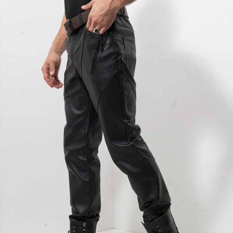 New Zipper Mens Slim Gentleman Windproof Middle Aged Pants Genuine Leather Pig Slim Motorcycle Biker Pants Male Fashion Trousers
New Zipper Mens Slim Gentleman Windproof Middle Aged Pants Genuine Leather Pig Slim Motorcycle Biker Pants Male Fashion Trousers