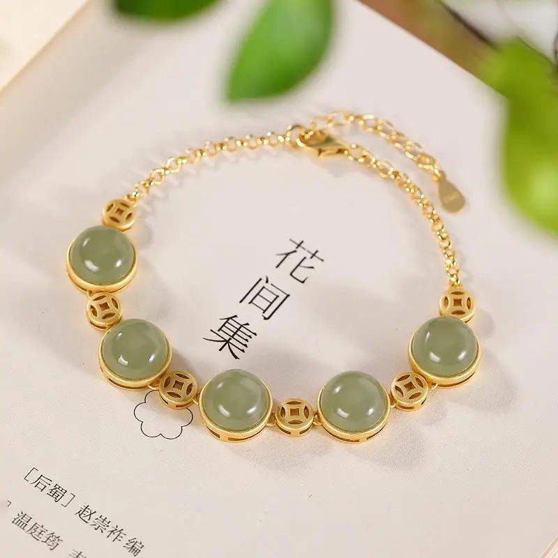 Designer original new natural Hetian jade bracelet antique personality elegant luxury ladies silver jewelry
Designer original new natural Hetian jade bracelet antique personality elegant luxury ladies silver jewelry