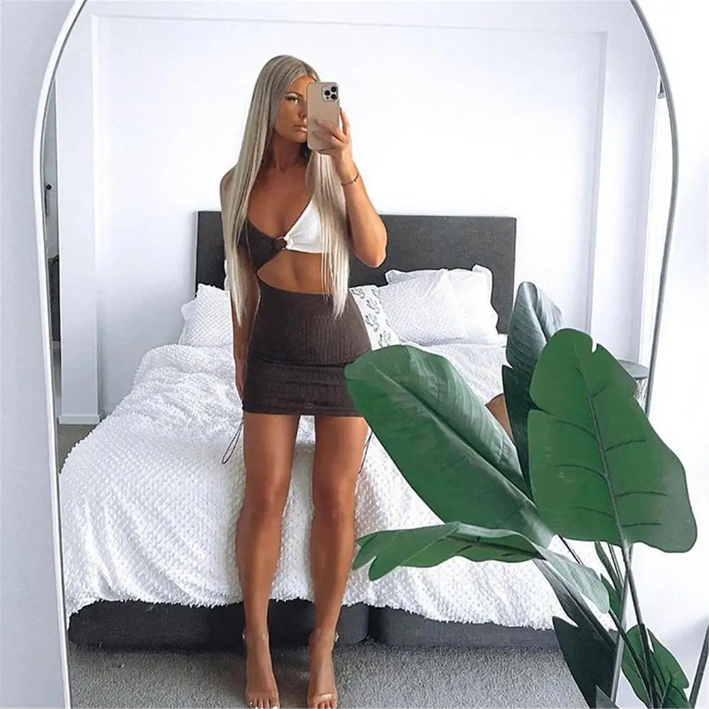 Female Beach Knitted Bodycon Dress Chic Women Elegant Lady Backless Sleeveless Bandage Halter Sundress Summer Vacation Clothing 
Female Beach Knitted Bodycon Dress Chic Women Elegant Lady Backless Sleeveless Bandage Halter Sundress Summer Vacation Clothing