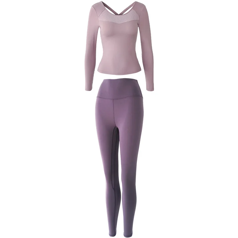 Yoga clothing women's suit cross beautiful back quick-drying T-shirt high waist leggings two-piece suit
Yoga clothing women's suit cross beautiful back quick-drying T-shirt high waist leggings two-piece suit