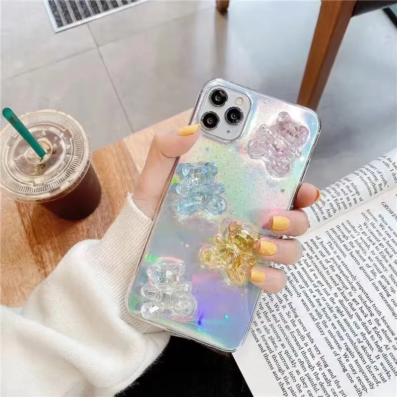 Милый мультяшный 3D чехол Tfshining с лазерным медведем для iphone 11 Pro X XS Max XR мягкая