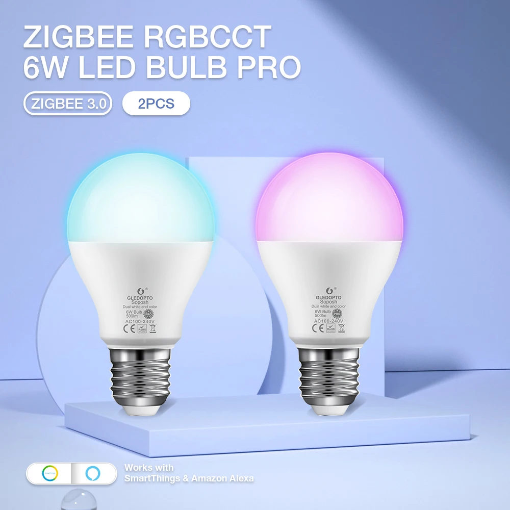 2PCS Dimmable Gledopto 6W LED Lamp Bulb Pro Compatible With Zigbee 3.0 SmartThings Tuya APP Amazon Alexa Voice RF Remote Control
2PCS Dimmable Gledopto 6W LED Lamp Bulb Pro Compatible With Zigbee 3.0 SmartThings Tuya APP Amazon Alexa Voice RF Remote Control