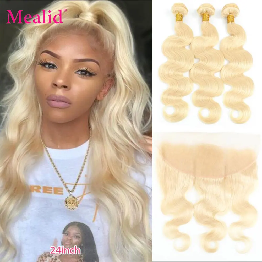 Mealid Remy Blonde Color Hair Body Wave 3 4 Bundles with 13x4 Ear to Ear Lace Frontal Closure Brazilian Human Blonde 613 Hair
Mealid Remy Blonde Color Hair Body Wave 3 4 Bundles with 13x4 Ear to Ear Lace Frontal Closure Brazilian Human Blonde 613 Hair