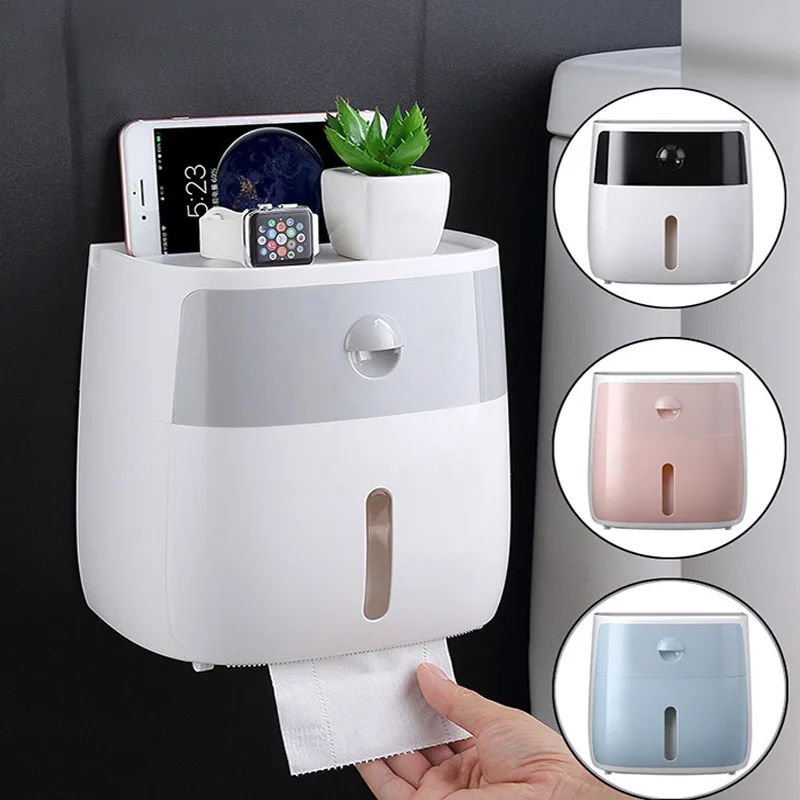 Waterproof Toilet Paper Holder Household Wall-Mounted Bathroom Storage Box With Shelf Plastic Tissue Box WC Roll Paper Holder
Waterproof Toilet Paper Holder Household Wall-Mounted Bathroom Storage Box With Shelf Plastic Tissue Box WC Roll Paper Holder