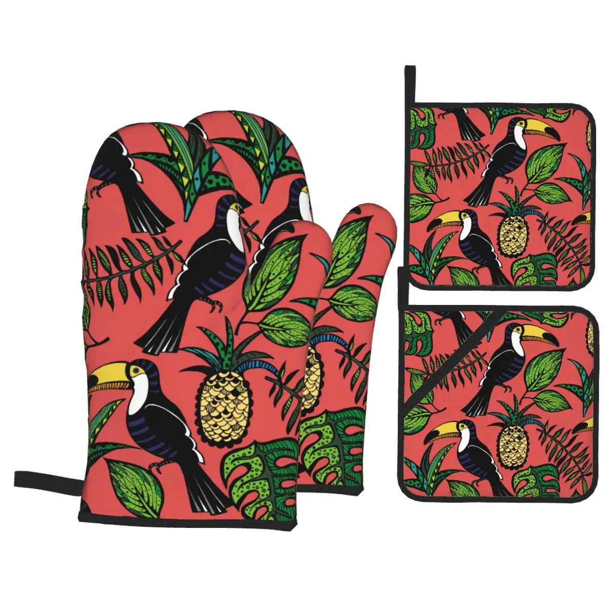 4pcs Oven Mitts Polyester Baking Insulation Gloves Tropical Bird Microwave Heat Resistant Kitchen Gloves Oven Potholder Pad
4pcs Oven Mitts Polyester Baking Insulation Gloves Tropical Bird Microwave Heat Resistant Kitchen Gloves Oven Potholder Pad