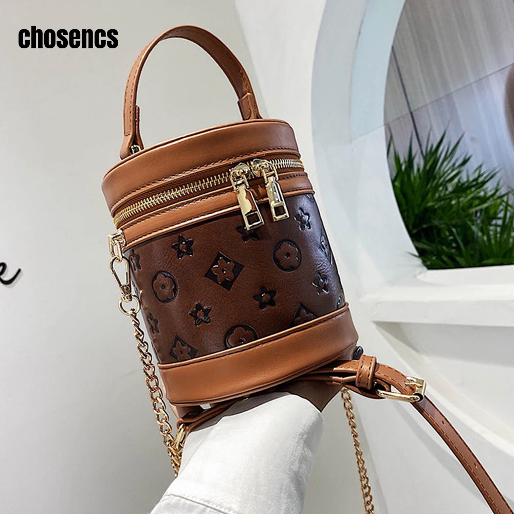 Women Chain Crossbody Bag Leather Embossed Cylinder Shoulder Bags Brown Bag Luxury Top Handle Bags Bucket Bag Designer Luxury
Women Chain Crossbody Bag Leather Embossed Cylinder Shoulder Bags Brown Bag Luxury Top Handle Bags Bucket Bag Designer Luxury