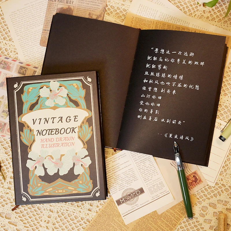 A5 224pages Retro Elegant Flower Notebook Blank Black Paper Inner Page Nostalgic Classic A5 Notepad Ins Wind Diary Teach
A5 224pages Retro Elegant Flower Notebook Blank Black Paper Inner Page Nostalgic Classic A5 Notepad Ins Wind Diary Teach