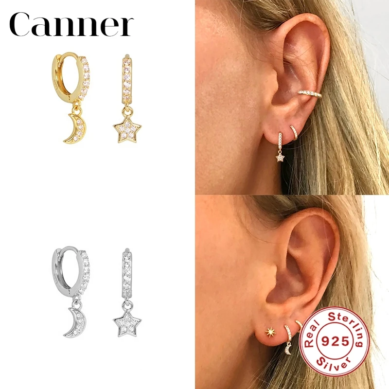 Canner 100% 925 Sterling Silver Earrings For Women Luxury Moon Star Pendant Earrings Fine Jewelry Korean oorbellen pendientes W5
Canner 100% 925 Sterling Silver Earrings For Women Luxury Moon Star Pendant Earrings Fine Jewelry Korean oorbellen pendientes W5