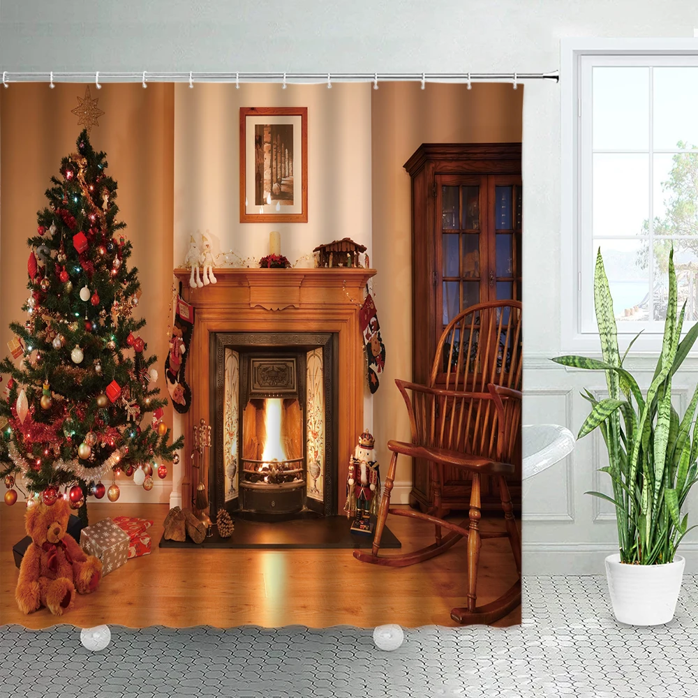 Christmas Theme Shower Curtain Set Christmas Tree Fireplace Living Room Decor New Year Home Fabric Bathroom Curtains With Hooks
Christmas Theme Shower Curtain Set Christmas Tree Fireplace Living Room Decor New Year Home Fabric Bathroom Curtains With Hooks