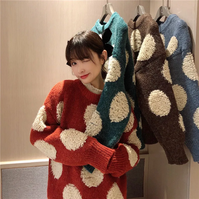 Red Christmas Sweater Women Fall and Winter 2021 New Laid-back Style Thick Warm Polka Dot Pullover Cherries Knitwear Sweater Top
Red Christmas Sweater Women Fall and Winter 2021 New Laid-back Style Thick Warm Polka Dot Pullover Cherries Knitwear Sweater Top