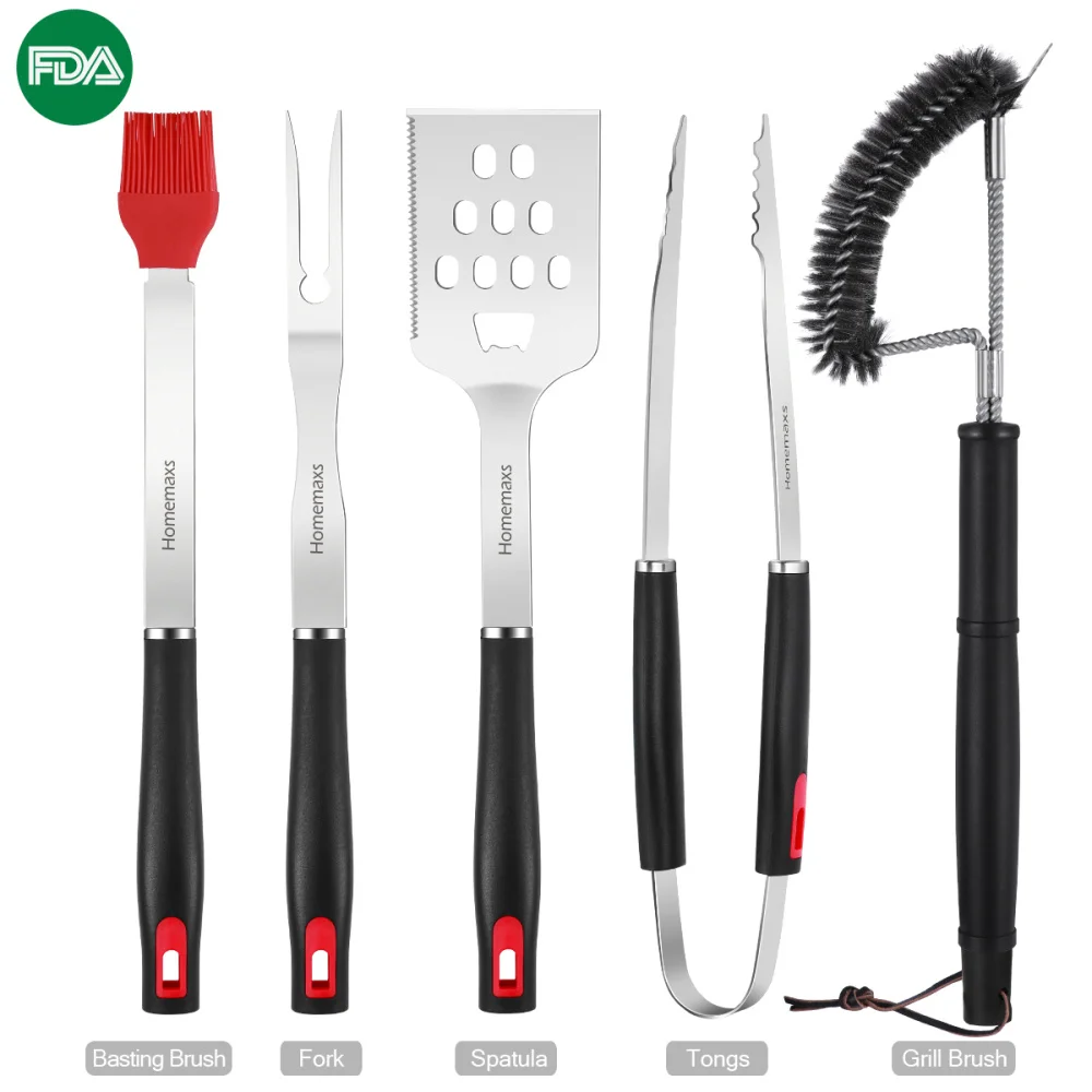 HOMEMAXS 5Pcs Stainless Steel BBQ Tools Outdoor Barbecue Grill Utensils Set
HOMEMAXS 5Pcs Stainless Steel BBQ Tools Outdoor Barbecue Grill Utensils Set
