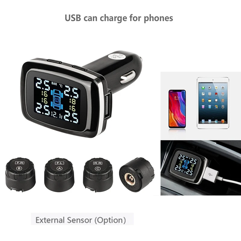 Car TPMS Wireless Digital Tire Pressure Monitoring System Sensors Cigarette Lighter USB Port Auto Security Alarm Systems
Car TPMS Wireless Digital Tire Pressure Monitoring System Sensors Cigarette Lighter USB Port Auto Security Alarm Systems