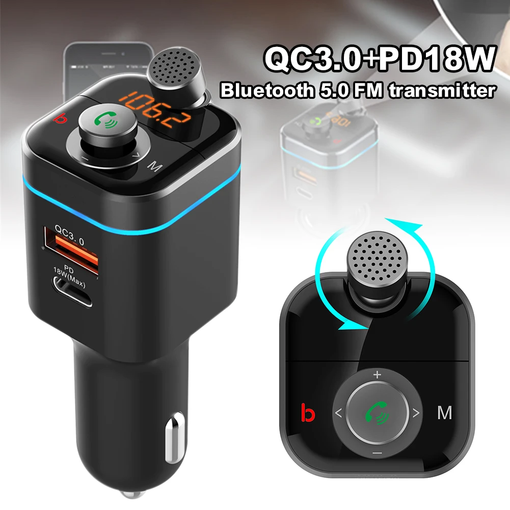 Bluetooth 5.0Car FM Transmitter Microphone Wireless Car Charger Hands-Free Call Type-c PD 18W QC3.0 Fast Charging Car Electronic
Bluetooth 5.0Car FM Transmitter Microphone Wireless Car Charger Hands-Free Call Type-c PD 18W QC3.0 Fast Charging Car Electronic