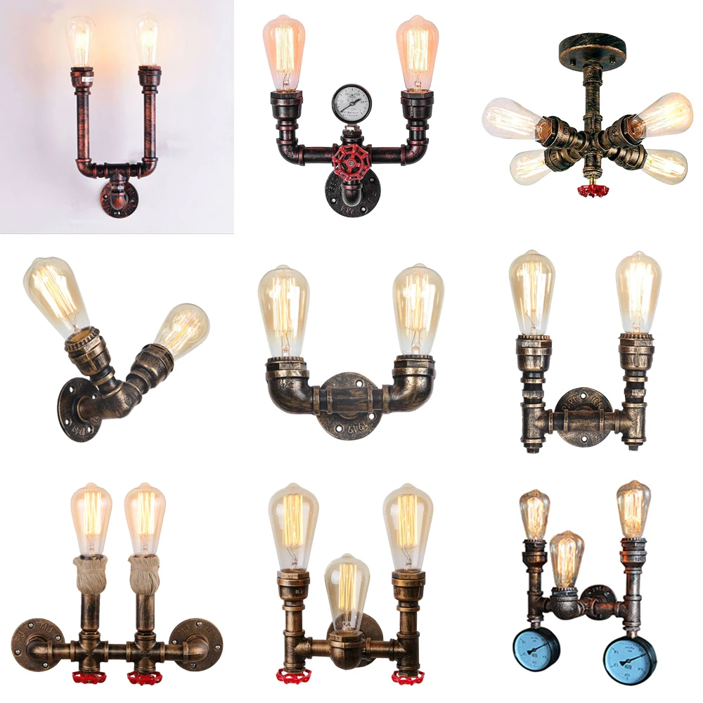 Loft Industrial Wall Light Retro Iron Water Pipe Ceiling Wall Lamp Vintage E27 Sconce Home Living Room Lighting Fixture Decor
Loft Industrial Wall Light Retro Iron Water Pipe Ceiling Wall Lamp Vintage E27 Sconce Home Living Room Lighting Fixture Decor