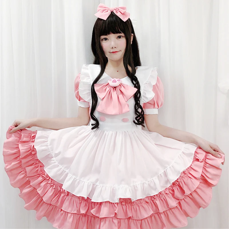 Women Girls JP Anime Kawaii Maid Lolita Pink Dresses Apron Halloween Cosplay Costume Party Role Play Dress Up Waitress Outfit
Women Girls JP Anime Kawaii Maid Lolita Pink Dresses Apron Halloween Cosplay Costume Party Role Play Dress Up Waitress Outfit