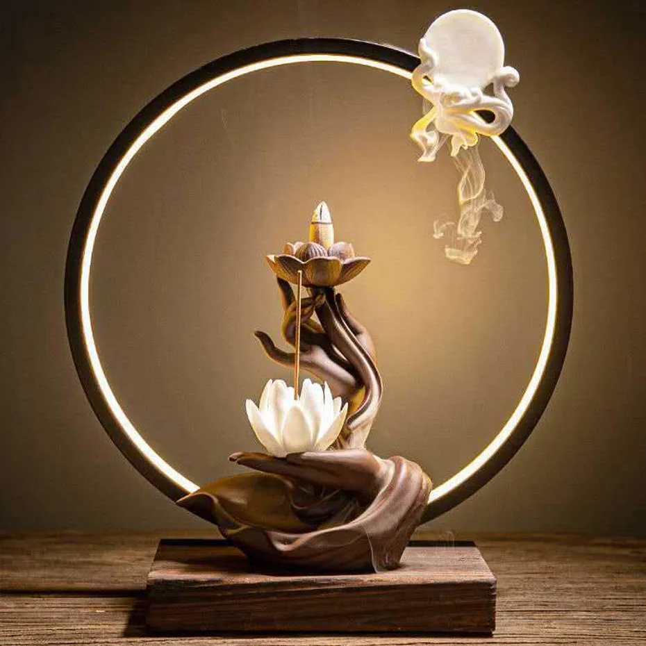 Buddha Hand Backflow Incense Burner Waterfall Incense Burner Lotus Holder Censer Fragrance Stand Ceramic Quemador Decoration
Buddha Hand Backflow Incense Burner Waterfall Incense Burner Lotus Holder Censer Fragrance Stand Ceramic Quemador Decoration