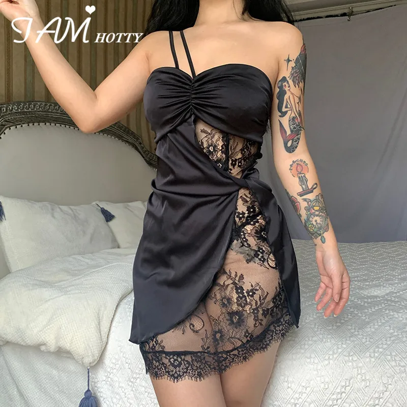 IAMHOTTY Sexy Lace Patchwork Black Dress One Shoulder Straps Casual Elegant Fashion Mini Bodycon Dresses Slim Party Night Outfit
IAMHOTTY Sexy Lace Patchwork Black Dress One Shoulder Straps Casual Elegant Fashion Mini Bodycon Dresses Slim Party Night Outfit