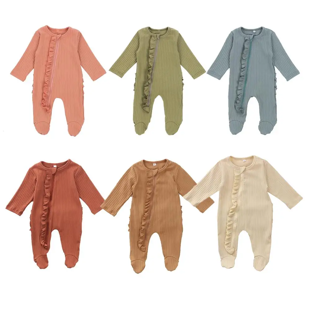 Newborn Infant Baby Romper Sleepwear Ruffle Solid Long Sleeve Knited Jumpsuit Footed Baby Clothes Autumn Winter
Newborn Infant Baby Romper Sleepwear Ruffle Solid Long Sleeve Knited Jumpsuit Footed Baby Clothes Autumn Winter