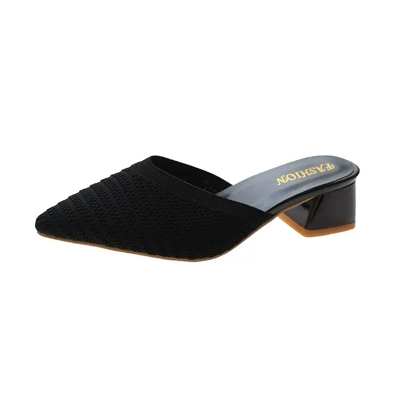 2021 Summer New Wild Knitted Thick High-Heel Temperament Sandals Pointed Mid-Heel Baotou Half Slippers
2021 Summer New Wild Knitted Thick High-Heel Temperament Sandals Pointed Mid-Heel Baotou Half Slippers
