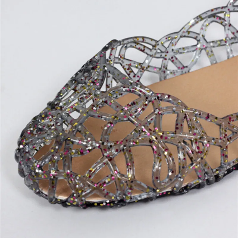 Women Sandals Hollow Out Mesh Flats Crystal Bling Casual Shoes Female Fashion Breathable Comfort Ladies Hollow Out Mesh Flats