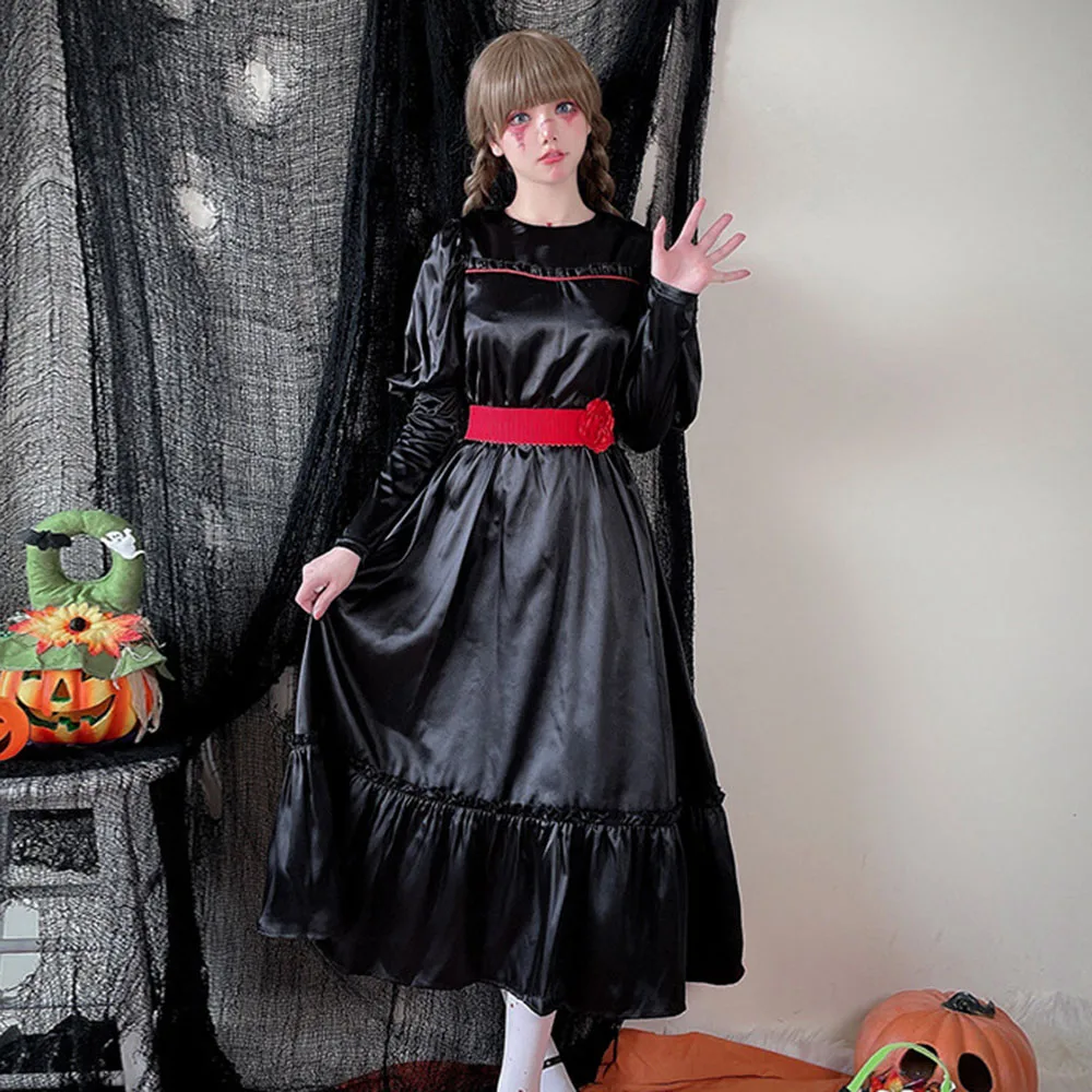 Halloween Listing Women Fashion Dress Long Sleeve Pullover Retro Darkness Witch A-line Female Dress With Belt Autumn Clothing
Halloween Listing Women Fashion Dress Long Sleeve Pullover Retro Darkness Witch A-line Female Dress With Belt Autumn Clothing