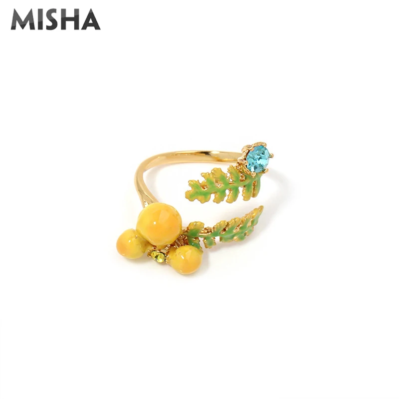 MISHA новинка кольца для женщин фруктовый лимон дизайн открытые Регулируемые
