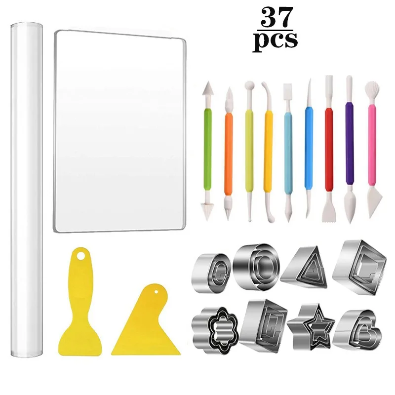 37PCS Soft Clay Auxiliary Tool Set Fondant Carving Knife Metal Geometric Mold Pressing Combination Clay Tool
37PCS Soft Clay Auxiliary Tool Set Fondant Carving Knife Metal Geometric Mold Pressing Combination Clay Tool