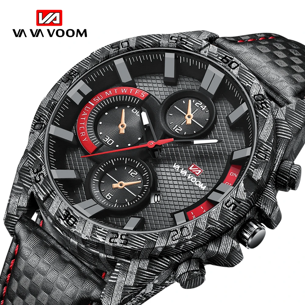 

VAVA VOOM Top Brands Men Watches Pilot Sport Chronograph Male Fashion Quartz Wrist Watch Waterproof Black Clock Orologio da uomo