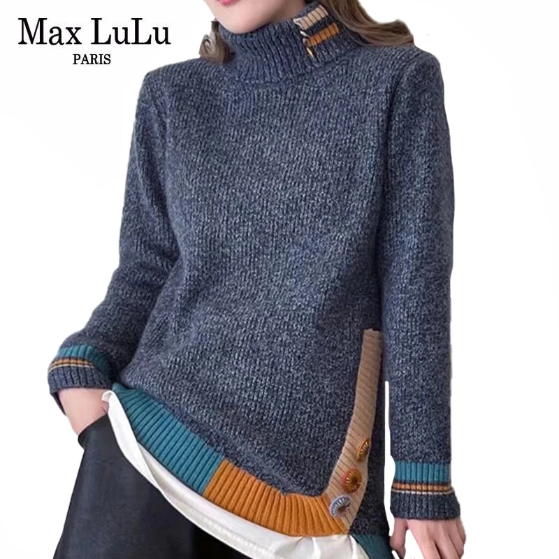 Max LuLu 2021 новые модные зимние женские Лоскутные винтажные свободные дизайнерские джемперы с высоким воротником Элегантный пуловер
Max LuLu 2021 новые модные зимние женские Лоскутные винтажные свободные дизайнерские джемперы с высоким воротником Элегантный пуловер