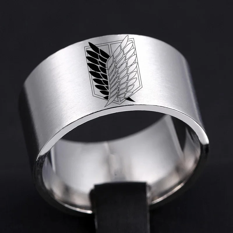 Attack on Titan Black sliver Stainless Steel Ring Wings Of Liberty Flag Finger Rings For Men Women Jewelry Anime Fans
Attack on Titan Black sliver Stainless Steel Ring Wings Of Liberty Flag Finger Rings For Men Women Jewelry Anime Fans