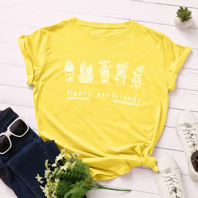 Women Plants Print Summer Tee Shirt Harajuku Funny Aesthetic Cotton Basic Tops Female Tshirt Short Sleeve Loose Oversize T-shirt 
Women Plants Print Summer Tee Shirt Harajuku Funny Aesthetic Cotton Basic Tops Female Tshirt Short Sleeve Loose Oversize T-shirt
